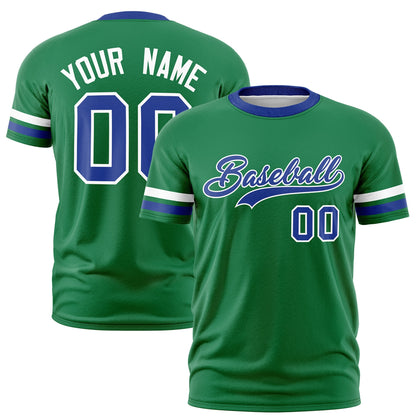 Custom Kelly Green Royal Blue T-shirt Classic Style Stripe Fashion Sports Shirt for Youth & Adults