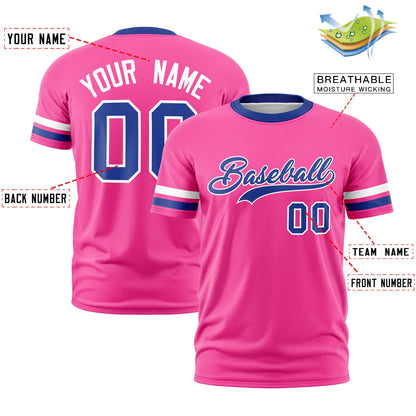 Custom Pink Royal Blue T-shirt Classic Style Stripe Fashion Sports Shirt for Youth & Adults