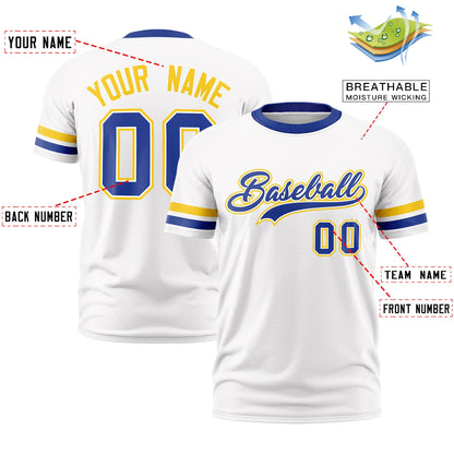 Custom White Royal Blue T-shirt Classic Style Stripe Fashion Sports Shirt for Youth & Adults