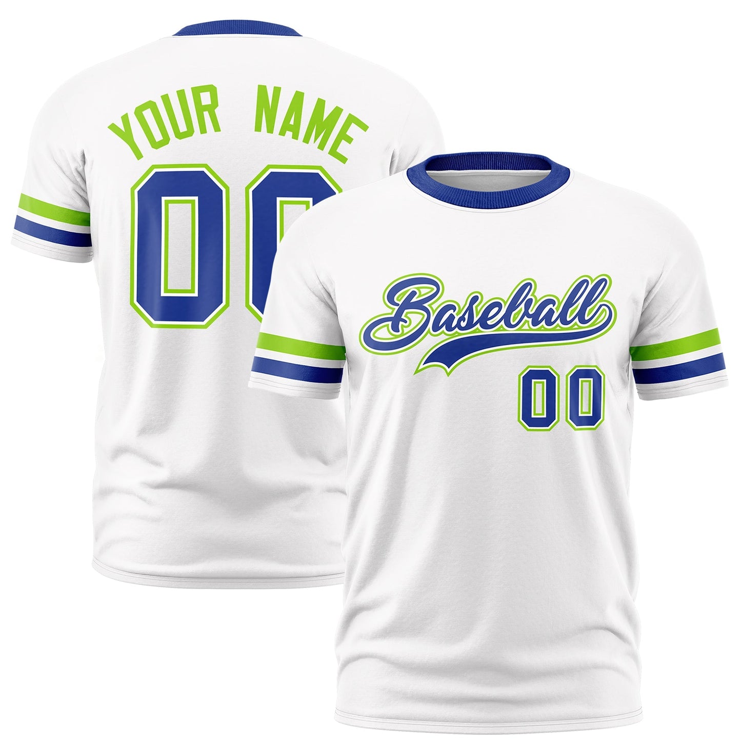 Custom White Royal Blue T-shirt Classic Style Stripe Fashion Sports Shirt for Youth & Adults