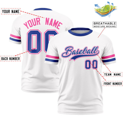 Custom White Royal Blue T-shirt Classic Style Stripe Fashion Sports Shirt for Youth & Adults