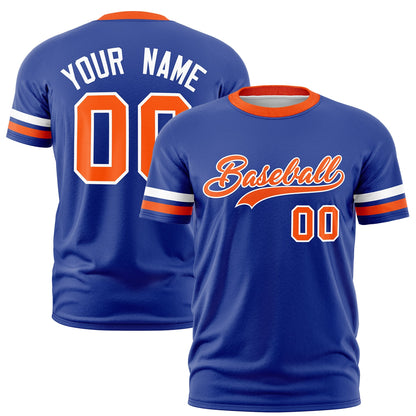Custom Royal Blue Orange T-shirt Classic Style Stripe Fashion Sports Shirt for Youth & Adults
