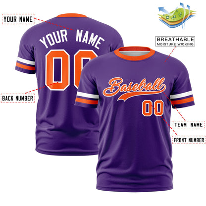 Custom Purple Orange T-shirt Classic Style Stripe Fashion Sports Shirt for Youth & Adults