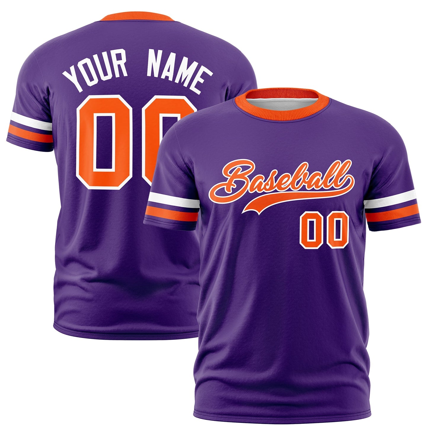 Custom Purple Orange T-shirt Classic Style Stripe Fashion Sports Shirt for Youth & Adults
