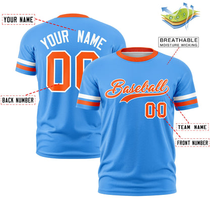 Custom Aqua Orange T-shirt Classic Style Stripe Fashion Sports Shirt for Youth & Adults