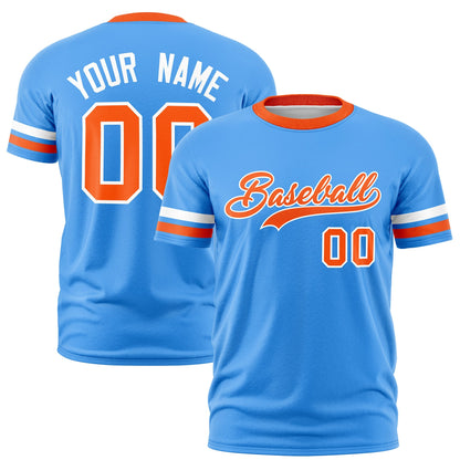 Custom Aqua Orange T-shirt Classic Style Stripe Fashion Sports Shirt for Youth & Adults