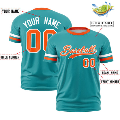 Custom Powder Blue Orange T-shirt Classic Style Stripe Fashion Sports Shirt for Youth & Adults