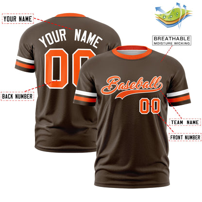 Custom Brown Orange T-shirt Classic Style Stripe Fashion Sports Shirt for Youth & Adults