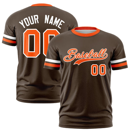 Custom Brown Orange T-shirt Classic Style Stripe Fashion Sports Shirt for Youth & Adults