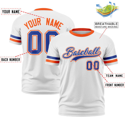 Custom White Orange T-shirt Classic Style Stripe Fashion Sports Shirt for Youth & Adults