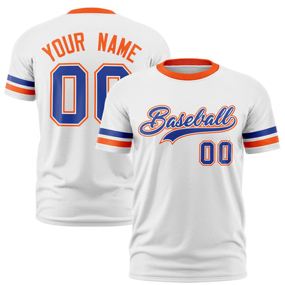 Custom White Orange T-shirt Classic Style Stripe Fashion Sports Shirt for Youth & Adults