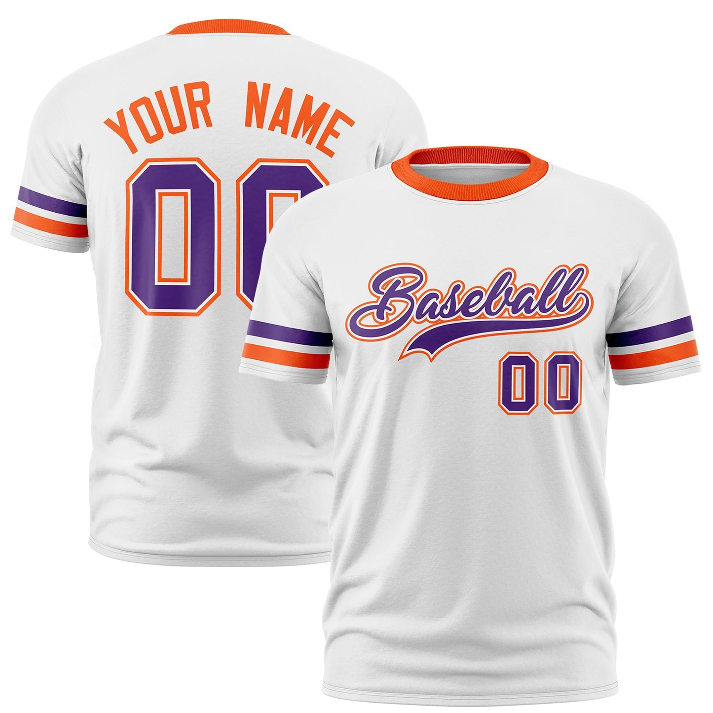 Custom White Orange T-shirt Classic Style Stripe Fashion Sports Shirt for Youth & Adults