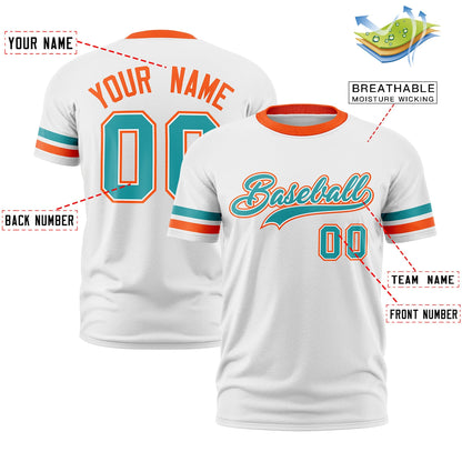 Custom White Orange T-shirt Classic Style Stripe Fashion Sports Shirt for Youth & Adults