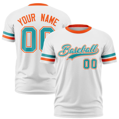 Custom White Orange T-shirt Classic Style Stripe Fashion Sports Shirt for Youth & Adults
