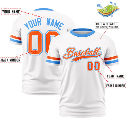 Custom White Powder Blue T-shirt Classic Style Stripe Fashion Sports Shirt for Youth & Adults