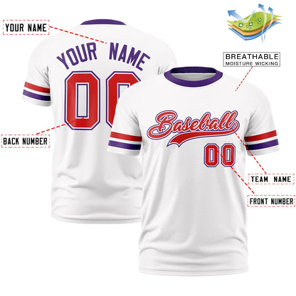 Custom White Purple T-shirt Classic Style Stripe Fashion Sports Shirt for Youth & Adults