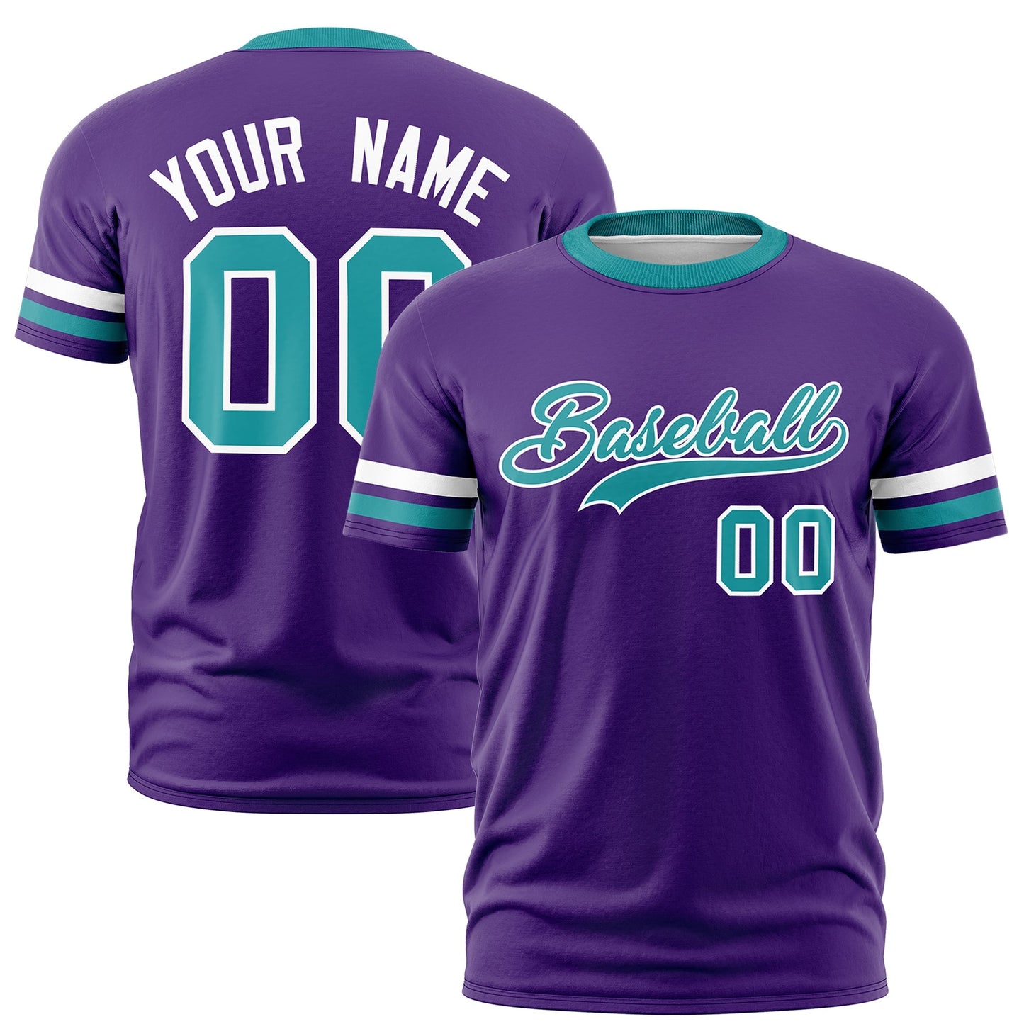 Custom Purple Aqua T-shirt Classic Style Stripe Fashion Sports Shirt for Youth & Adults
