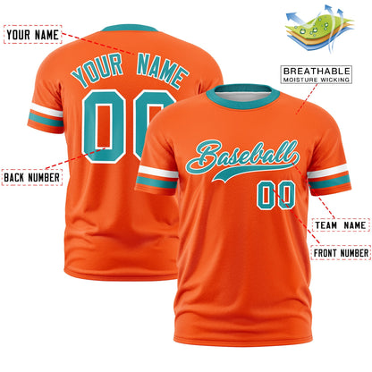 Custom Orange Aqua T-shirt Classic Style Stripe Fashion Sports Shirt for Youth & Adults