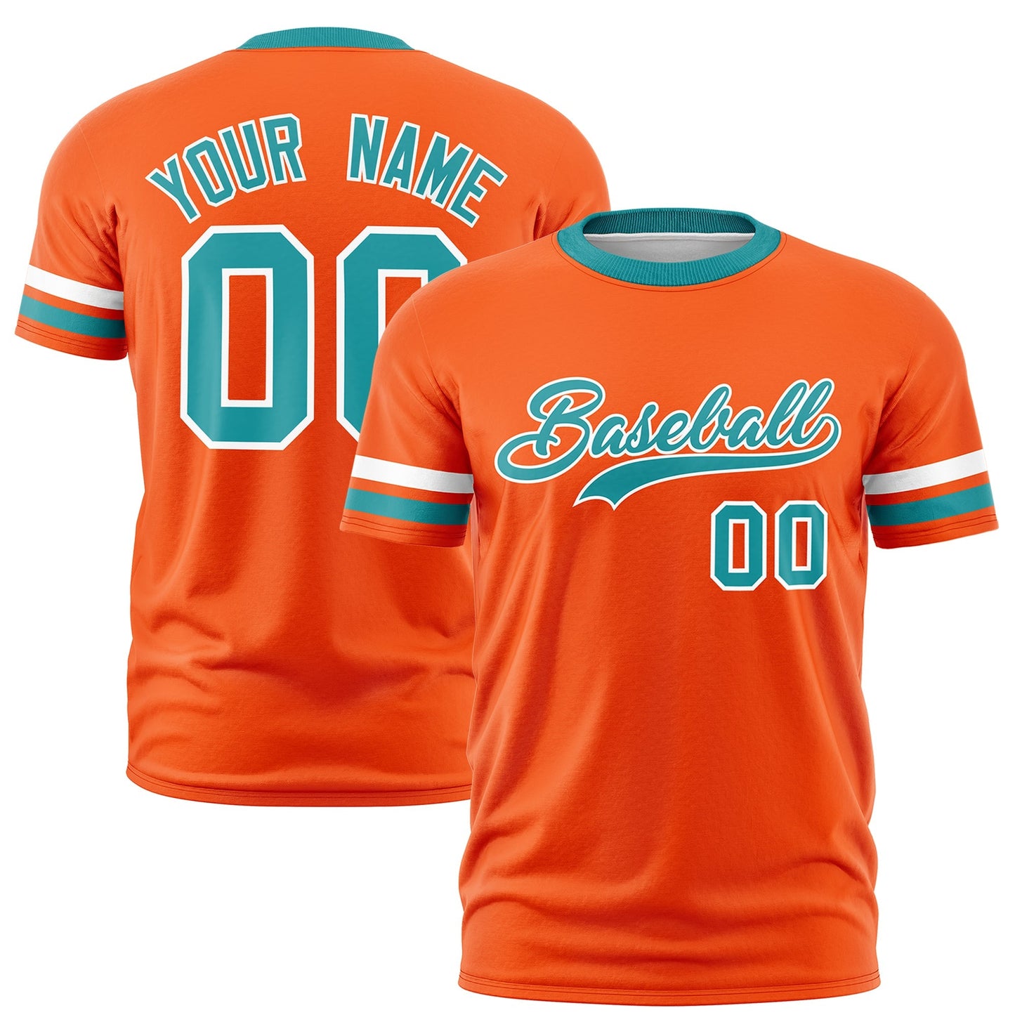 Custom Orange Aqua T-shirt Classic Style Stripe Fashion Sports Shirt for Youth & Adults