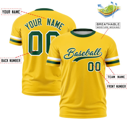 Custom Gold Green T-shirt Classic Style Stripe Fashion Sports Shirt for Youth & Adults