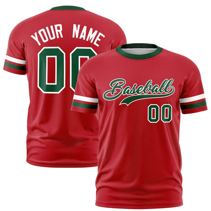 Custom Red Green T-shirt Classic Style Stripe Fashion Sports Shirt for Youth & Adults