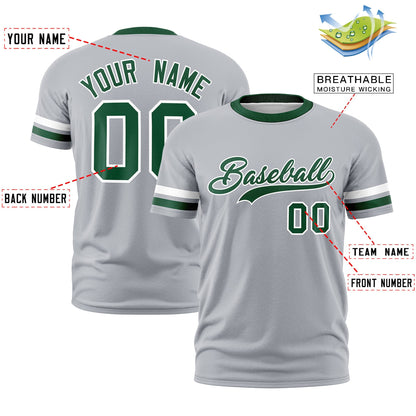 Custom Gray Green T-shirt Classic Style Stripe Fashion Sports Shirt for Youth & Adults