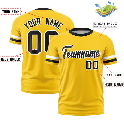 Custom Gold Black T-shirt Classic Style Stripe Fashion Sports Shirt for Youth & Adults