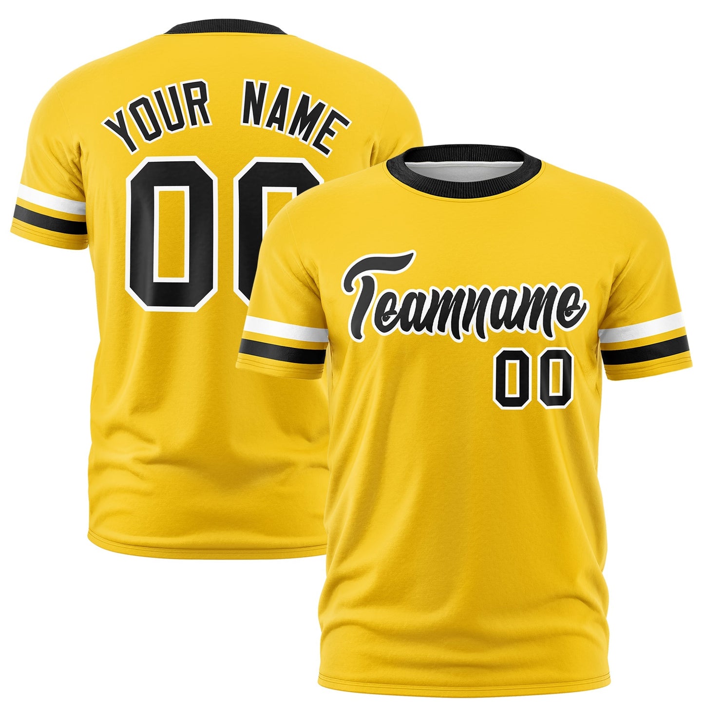 Custom Gold Black T-shirt Classic Style Stripe Fashion Sports Shirt for Youth & Adults