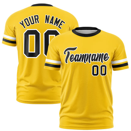 Custom Gold Black T-shirt Classic Style Stripe Fashion Sports Shirt for Youth & Adults