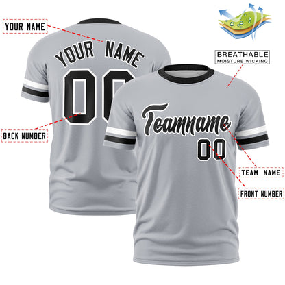 Custom Gray Black T-shirt Classic Style Stripe Fashion Sports Shirt for Youth & Adults