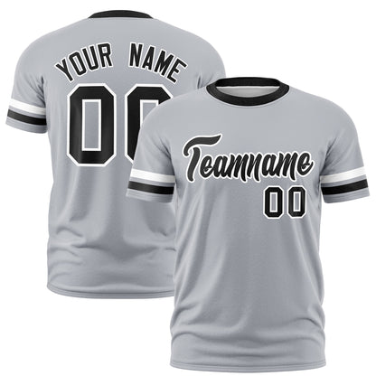 Custom Gray Black T-shirt Classic Style Stripe Fashion Sports Shirt for Youth & Adults