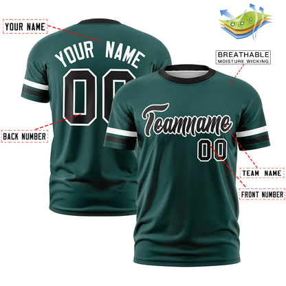 Custom Midnight Green Black T-shirt Classic Style Stripe Fashion Sports Shirt for Youth & Adults
