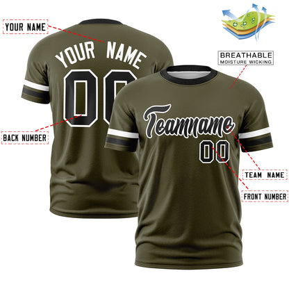 Custom Olive Black T-shirt Classic Style Stripe Fashion Sports Shirt for Youth & Adults