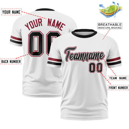 Custom White Black T-shirt Classic Style Stripe Fashion Sports Shirt for Youth & Adults