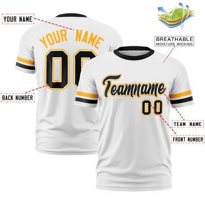 Custom White Black T-shirt Classic Style Stripe Fashion Sports Shirt for Youth & Adults