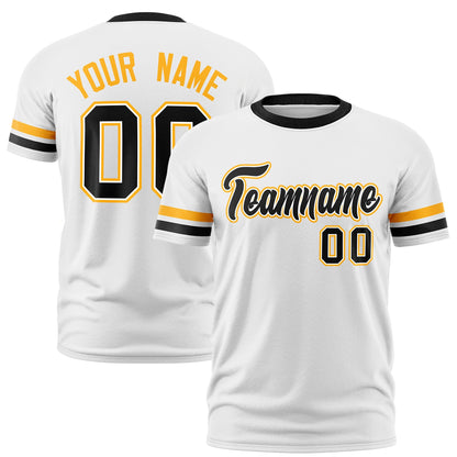 Custom White Black T-shirt Classic Style Stripe Fashion Sports Shirt for Youth & Adults
