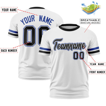 Custom White Black T-shirt Classic Style Stripe Fashion Sports Shirt for Youth & Adults