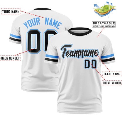 Custom White Black T-shirt Classic Style Stripe Fashion Sports Shirt for Youth & Adults