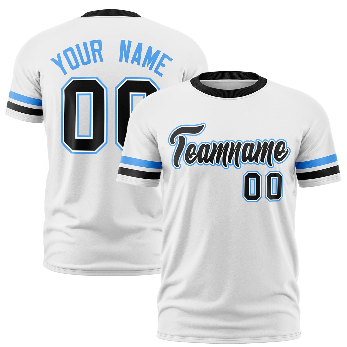 Custom White Black T-shirt Classic Style Stripe Fashion Sports Shirt for Youth & Adults