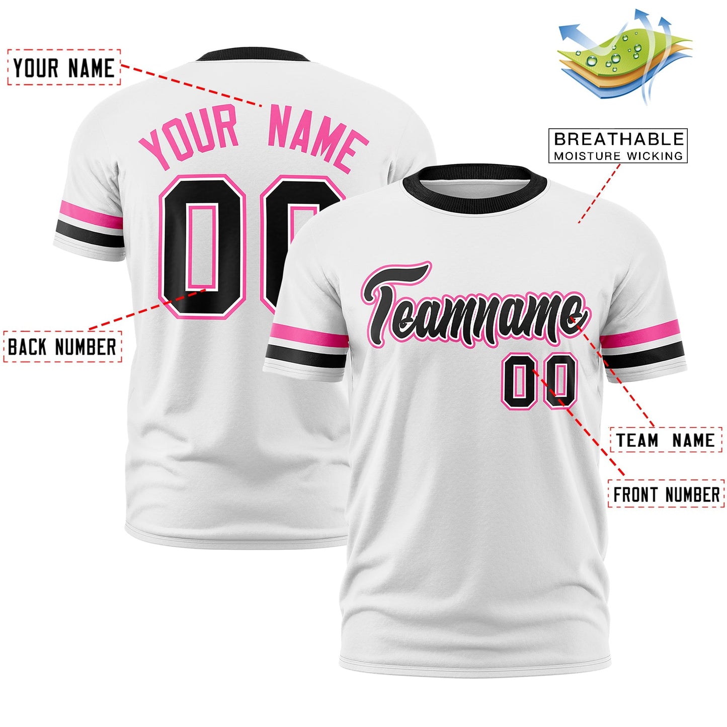 Custom White Black Classic Style Stripe Fashion T-shirt