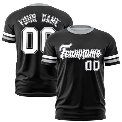 Custom Black Gray T-shirt Classic Style Stripe Fashion Sports Shirt for Youth & Adults