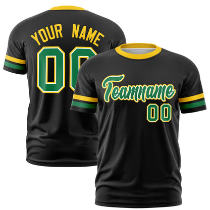 Custom Black Kelly Green T-shirt Classic Style Stripe Fashion Sports Shirt for Youth & Adults