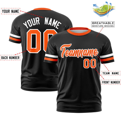 Custom Black Orange T-shirt Classic Style Stripe Fashion Sports Shirt for Youth & Adults