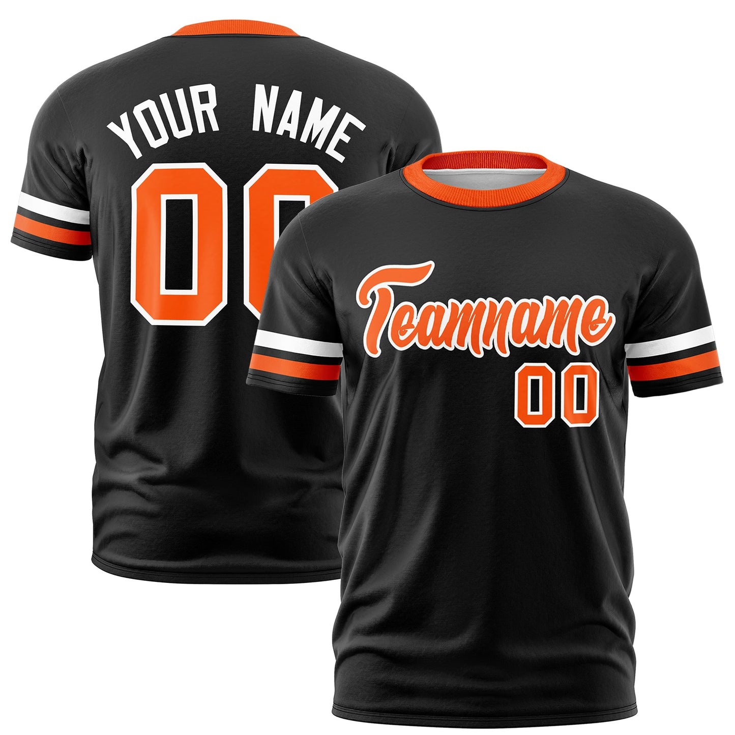 Custom Black Orange T-shirt Classic Style Stripe Fashion Sports Shirt for Youth & Adults