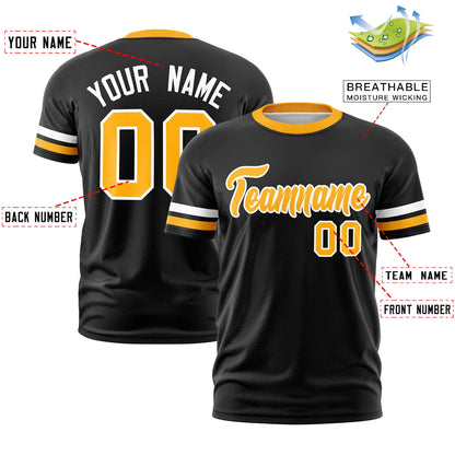 Custom Black Yellow T-shirt Classic Style Stripe Fashion Sports Shirt for Youth & Adults