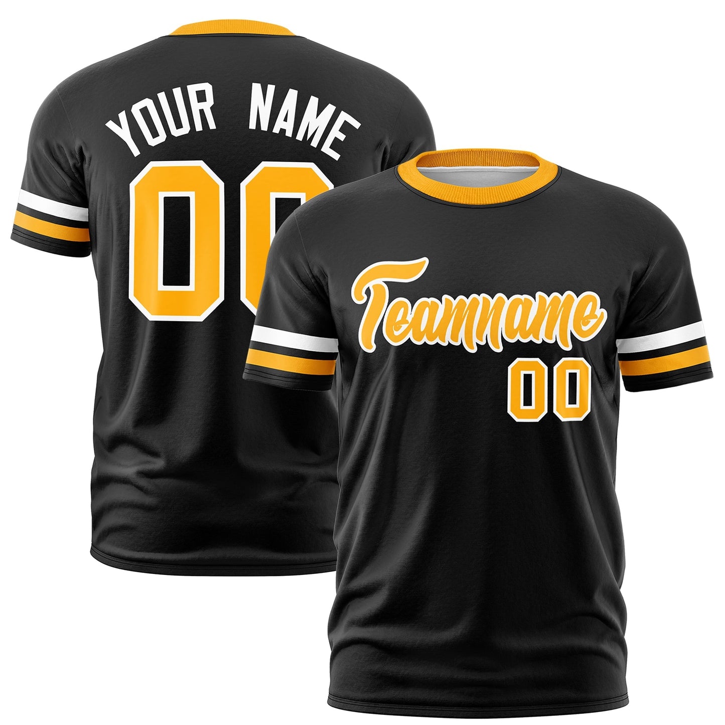 Custom Black Yellow T-shirt Classic Style Stripe Fashion Sports Shirt for Youth & Adults