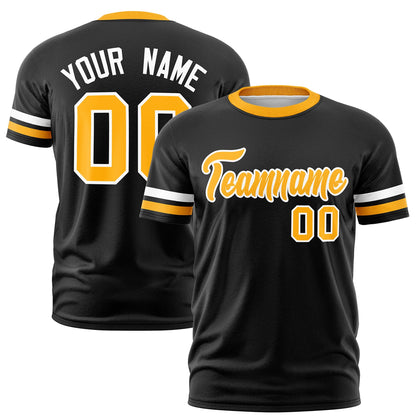 Custom Black Yellow T-shirt Classic Style Stripe Fashion Sports Shirt for Youth & Adults