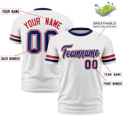Custom White T-shirt Classic Style Stripe Fashion Sports Shirt for Youth & Adults