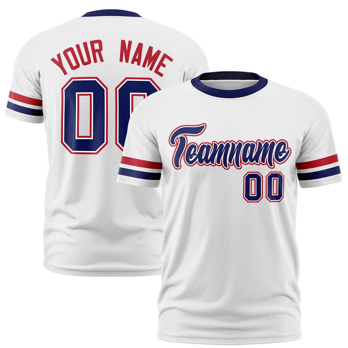Custom White T-shirt Classic Style Stripe Fashion Sports Shirt for Youth & Adults