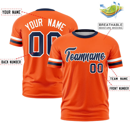 Custom Orange Navy T-shirt Classic Style Stripe Fashion Sports Shirt for Youth & Adults